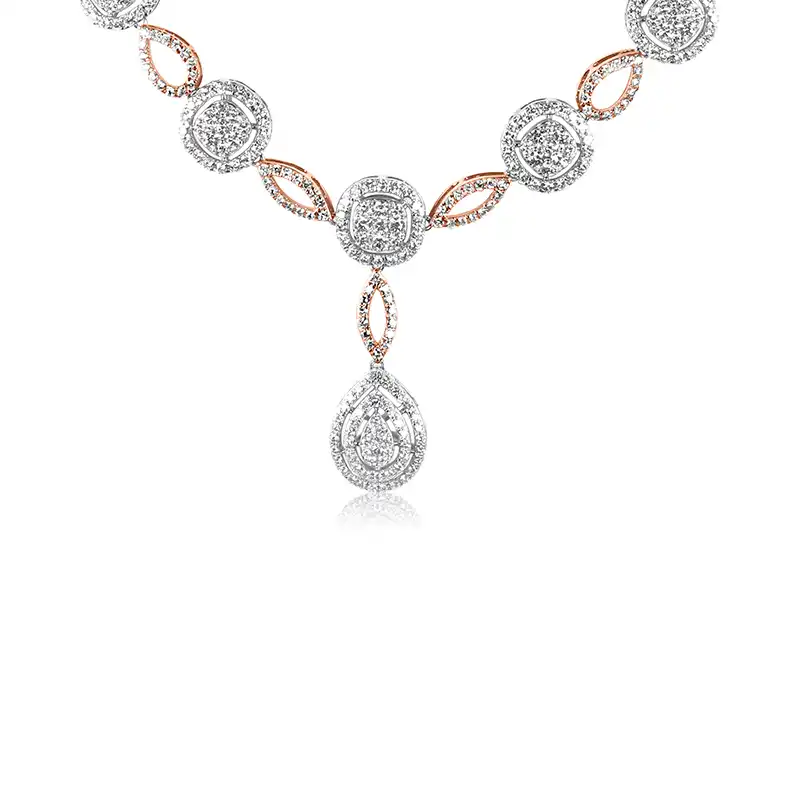 Cushion and Drop  Diamond Necklace Set